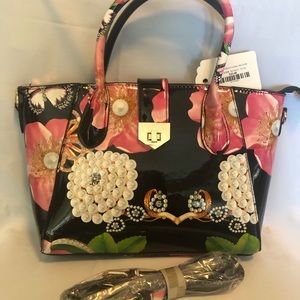 Black Little Luxuries Floral Bag-NWT